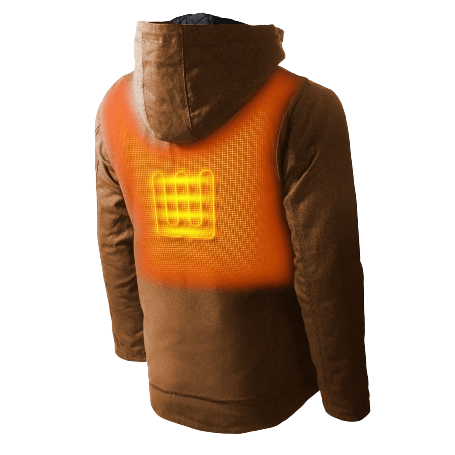 Grit Men's Heated Work Jacket by Gobi Heat showing back heating panel coverage